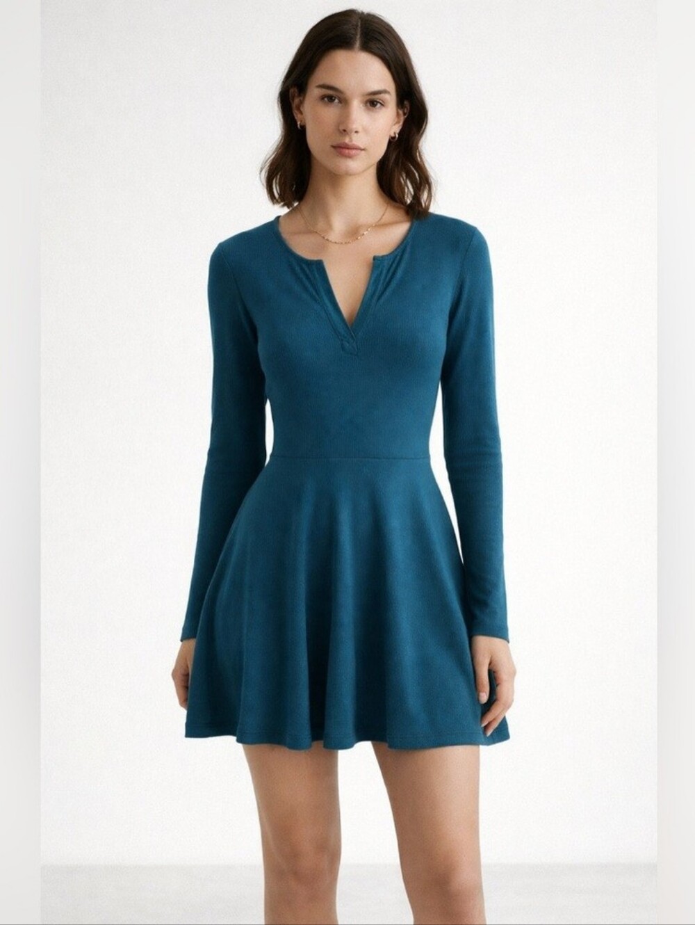 NWT Michael Stars Sheila Ultra Ribbed Above Knee Dress Women Green Rainforest MP